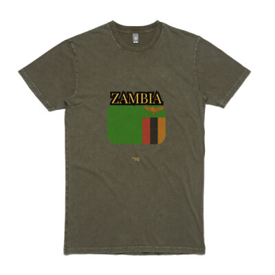 Zambia Flag Stone Wash Tee Thumbnail