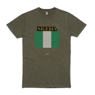 Nigeria Flag Stone Wash Tee Thumbnail