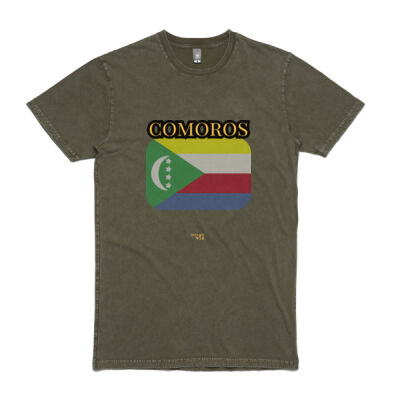 Comoros Flag Stone Wash Tee Thumbnail
