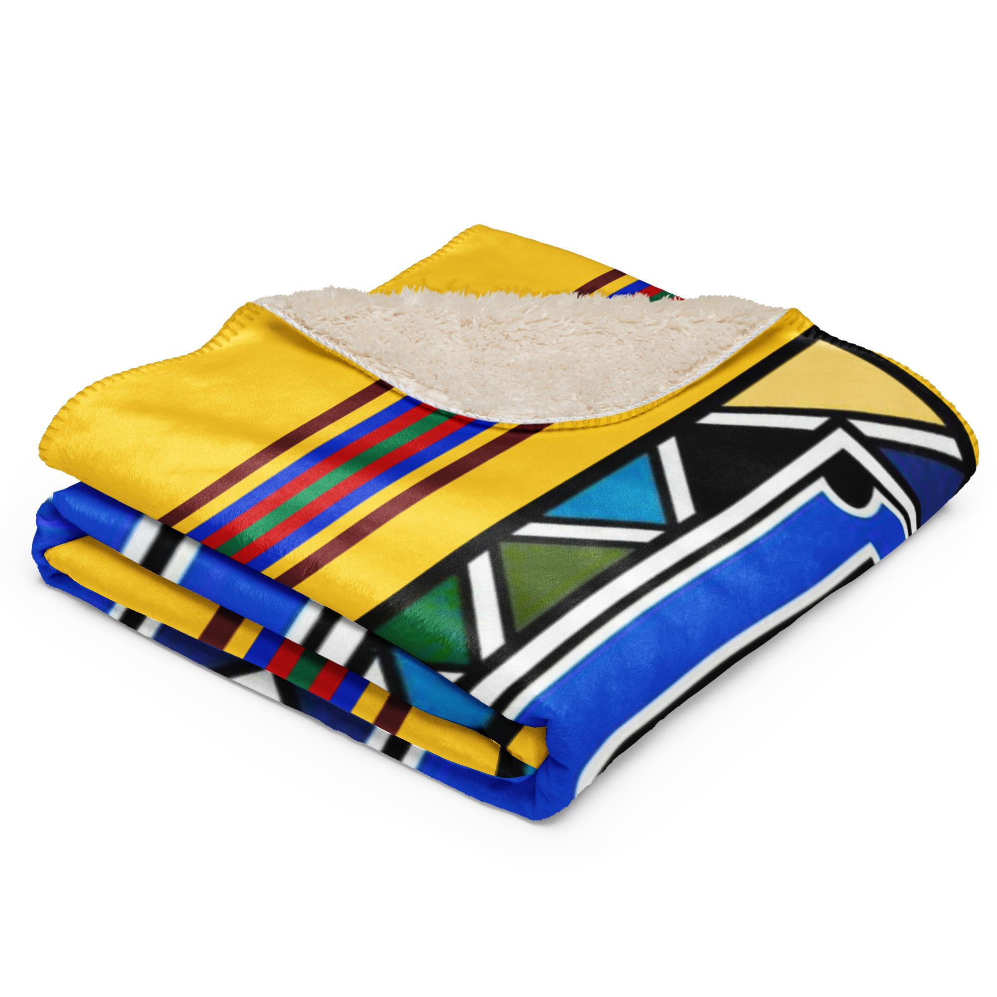 Ndebele Print Sherpa blanket | South African Design (Yellow) - Image 8
