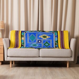 Ndebele Print Sherpa blanket | South African Design (Yellow)