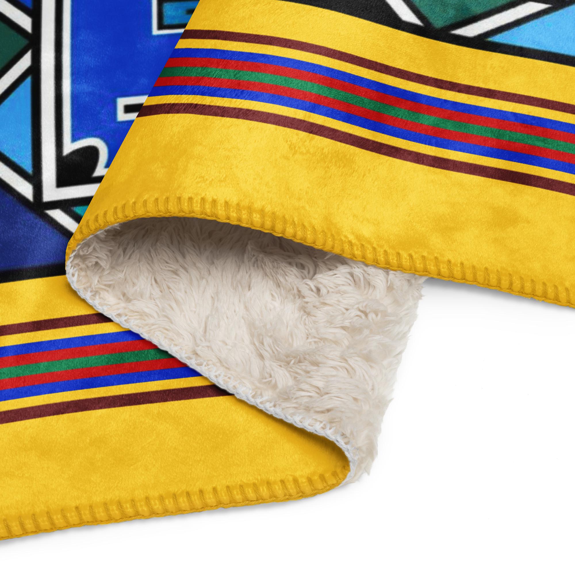 Ndebele Print Sherpa blanket | South African Design (Yellow) - Image 9