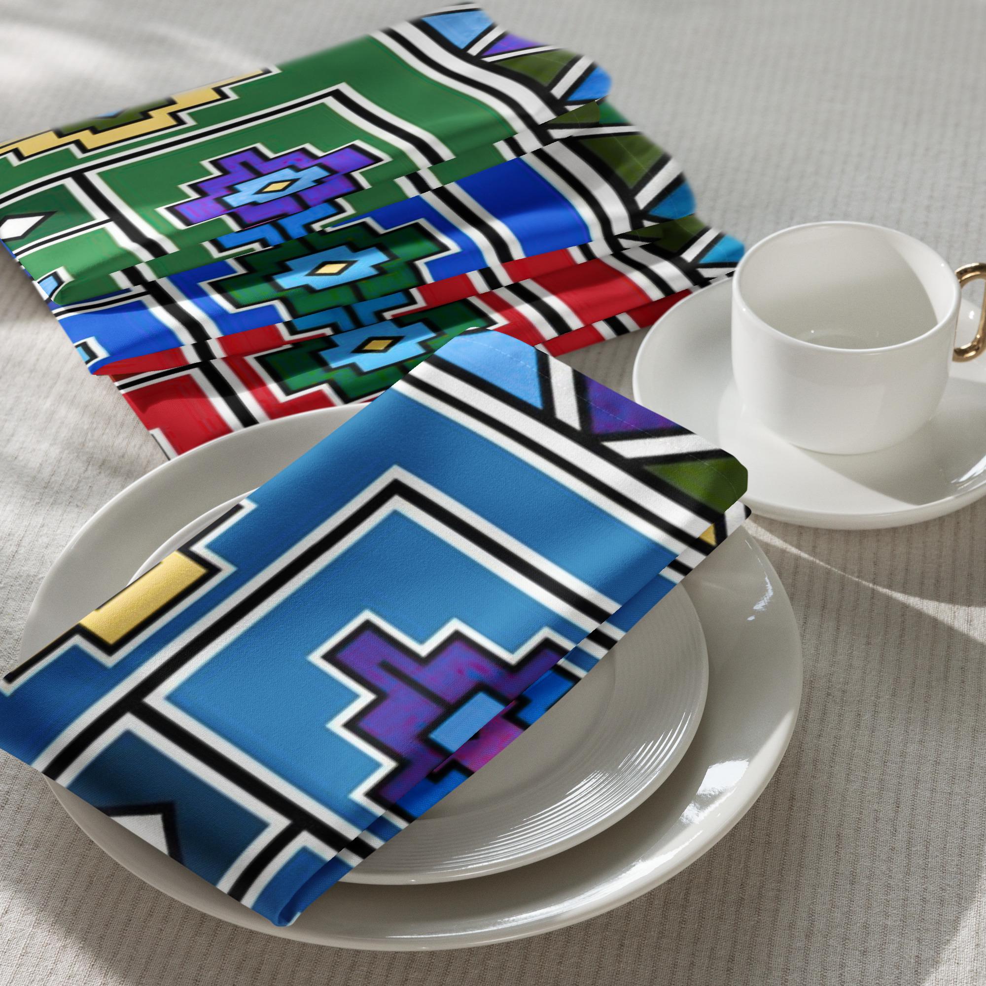 Ndebele Print Cloth napkin set (4) - Image 2