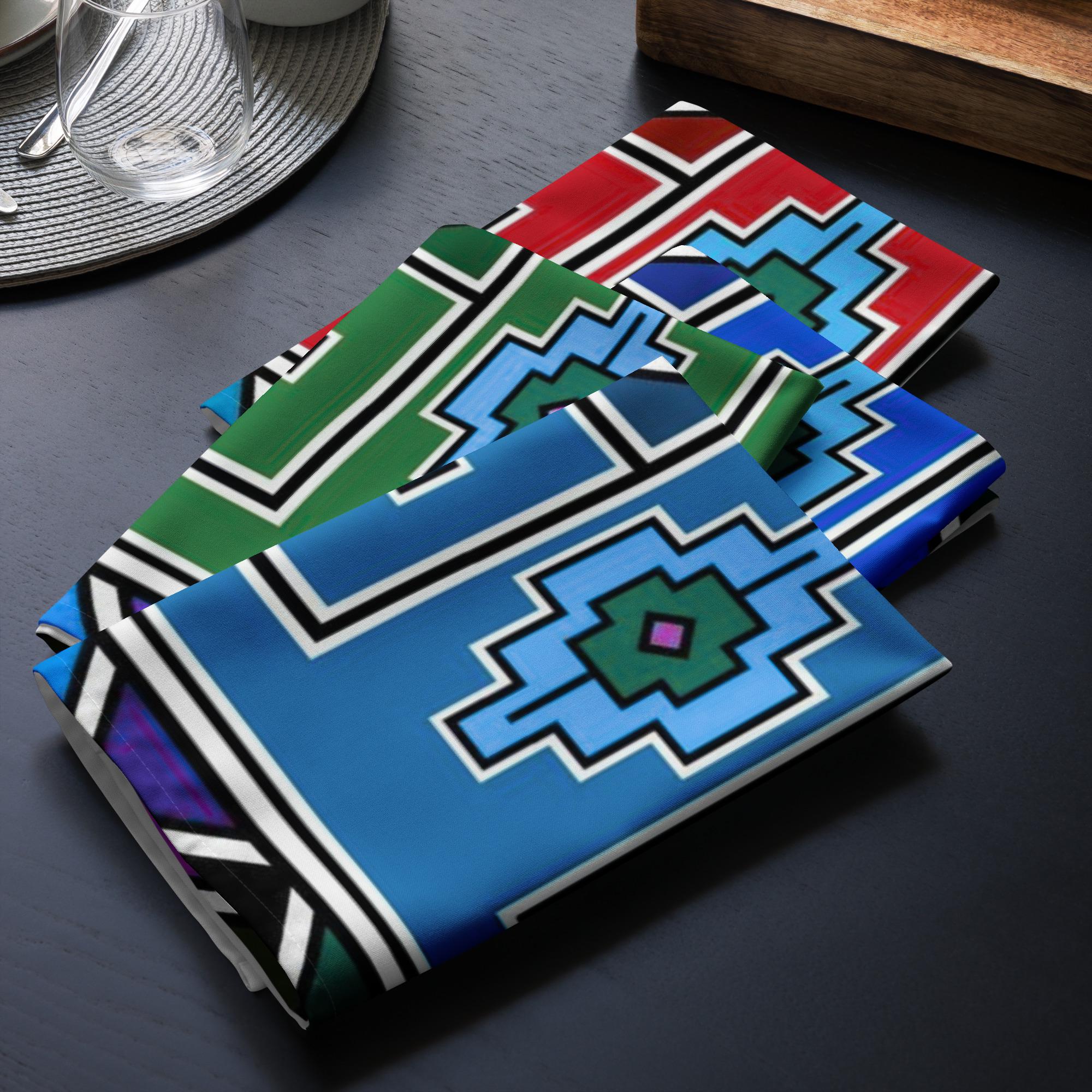 Ndebele Print Cloth napkin set (4) - Image 3