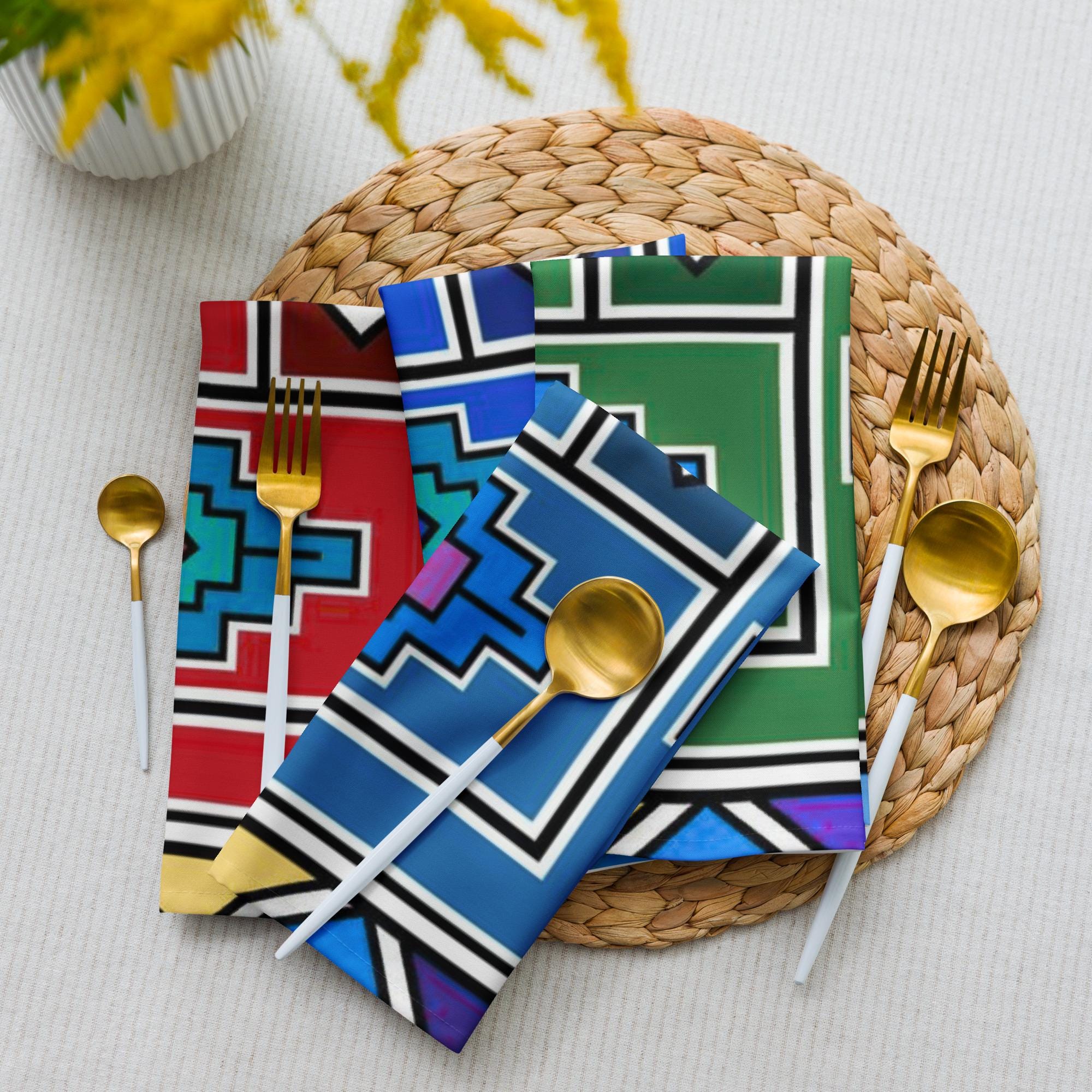 Ndebele Print Cloth napkin set (4)