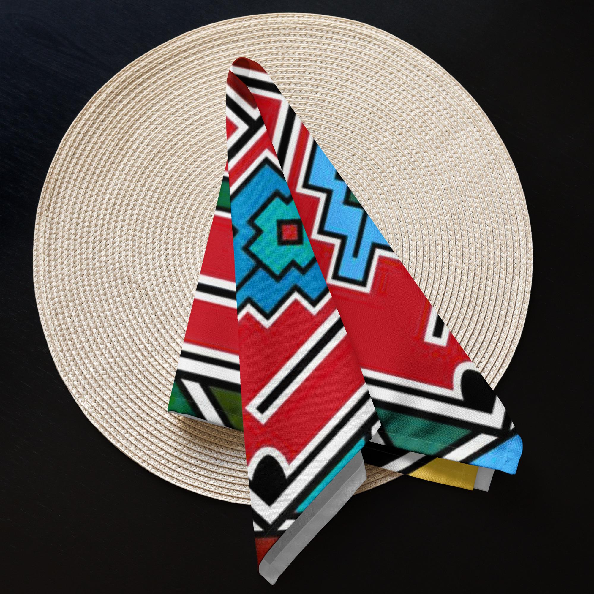 Ndebele Print Cloth napkin set (4) - Image 4