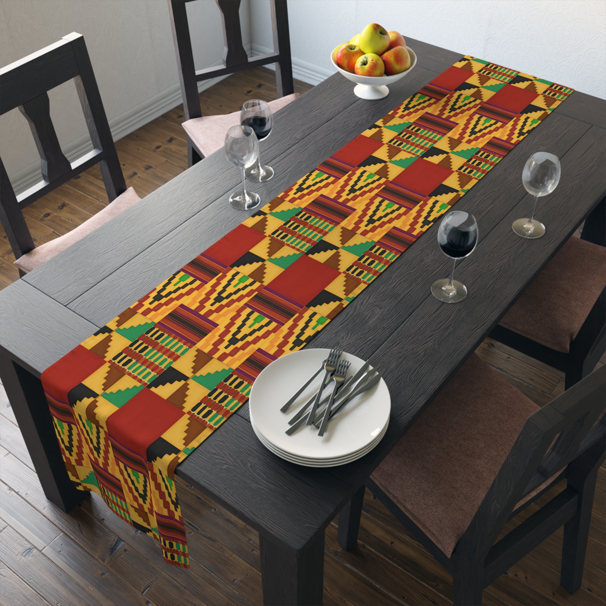 Kente-Inspired Geometric Table Runner — African Pattern Dining Decor - Image 3
