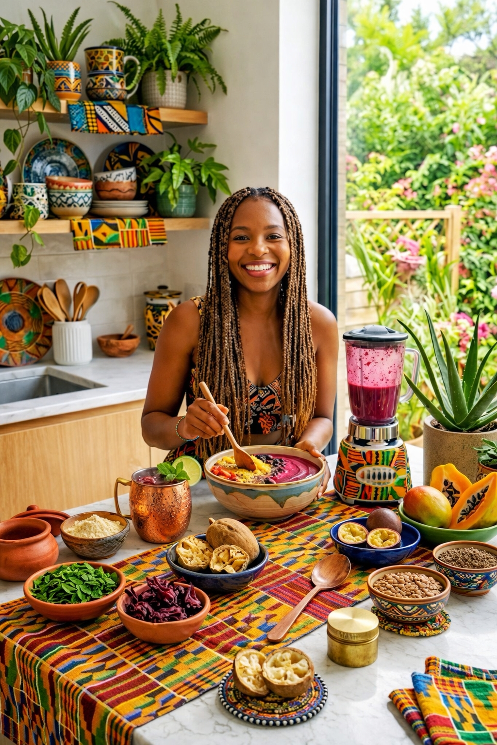 Kente-Inspired Geometric Table Runner — African Pattern Dining Decor
